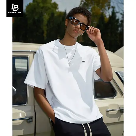 Lilbetter冰丝凉感速干短袖t恤男士夏季简约白色宽松透气上衣lb图片