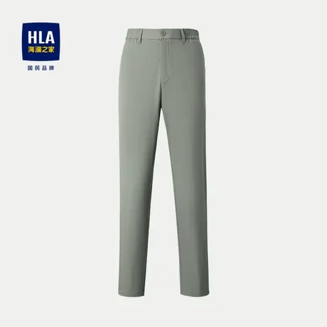 HLA/海澜之家中腰直筒休闲裤2024春夏新款纯色商务夹标装饰裤子男图片