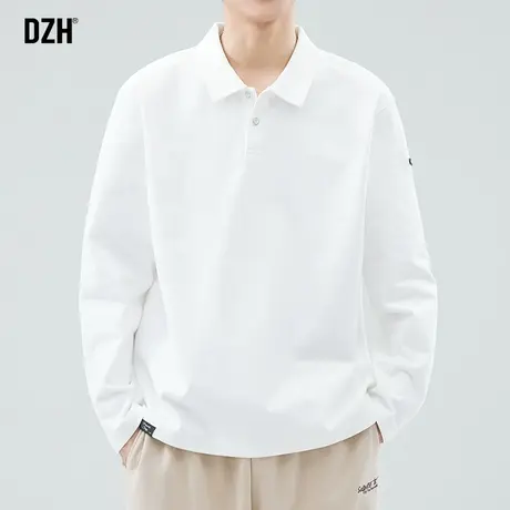 男士美式polo衫男宽松休闲长袖t恤内搭打底衫2024年春季新款卫衣商品大图