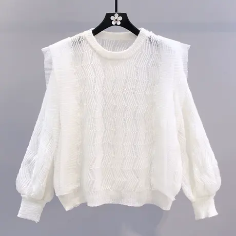 法式荷叶边拼接针织衫女2023早春新款宽松设计感薄款长袖打底上衣图片