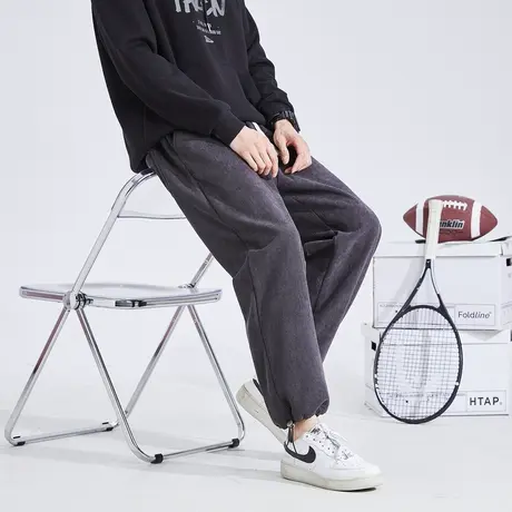 唐狮2024新款休闲裤男士宽松阔腿裤纯色工装日系风长裤子男图片