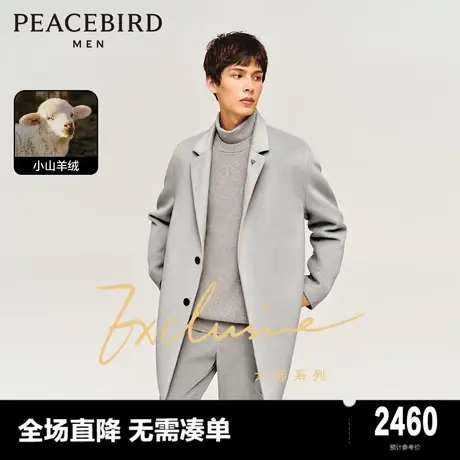 【大师系列】太平鸟男装小山羊绒羊毛大衣中长款外套B1AAD404商品大图