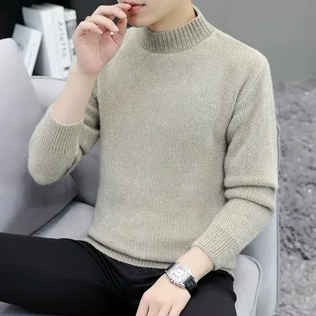 男士毛衣春秋装高领针织衫纯色秋衣内搭线衫秋季休闲线衣简约男装商品大图