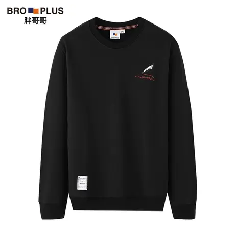 胖哥哥秋冬休闲卫衣男大码加绒厚款宽松圆领潮胖子加肥加大打底衫图片