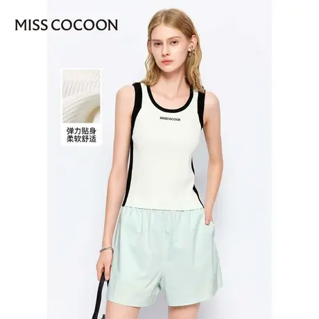 MISSCOCOON【持续机能旅程】24春新款百搭黑白撞色针织吊带背心商品大图