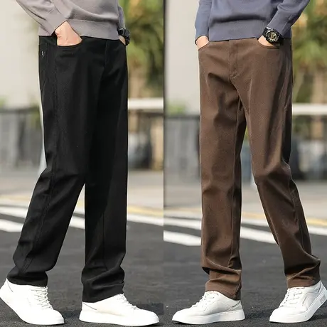 灯芯绒男裤子秋季宽松直筒休闲长裤大码雪尼尔厚款秋冬款中年男裤商品大图