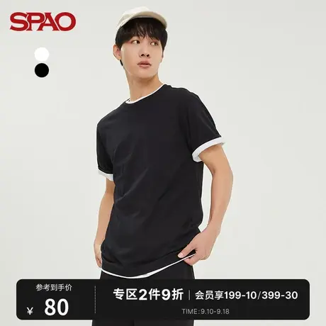 SPAO男士T恤夏季新款纯色小贴标圆领短袖T恤SPRWC23H05商品大图
