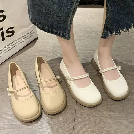 玛丽珍女鞋2023新款夏季时尚百搭法式皮鞋软底豆豆鞋温柔平底单鞋商品大图