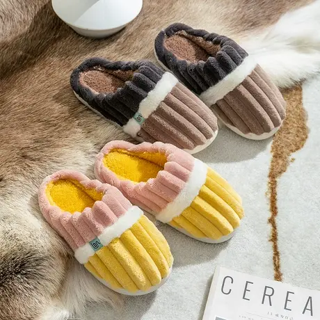 棉拖鞋女秋冬季家居室内防滑毛绒月子保暖产后情侣冬天拖鞋家用男商品大图