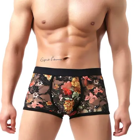 情器内衣走光超薄情趣男士内裤性感的平角裤情调四角透明男式冰丝商品大图