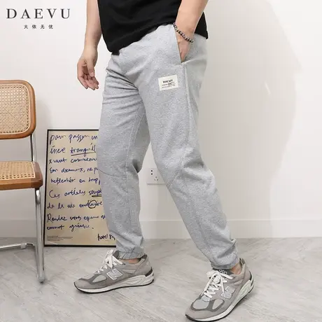 DAEVU春新款花灰年青弹力潮胖子束脚加肥加大码男士针织运动卫裤商品大图