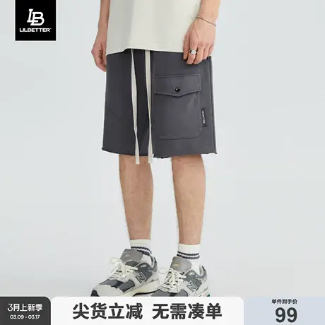 Lilbetter350g重磅男士短裤夏运动裤国潮卫裤潮牌裤子直筒工装裤商品大图