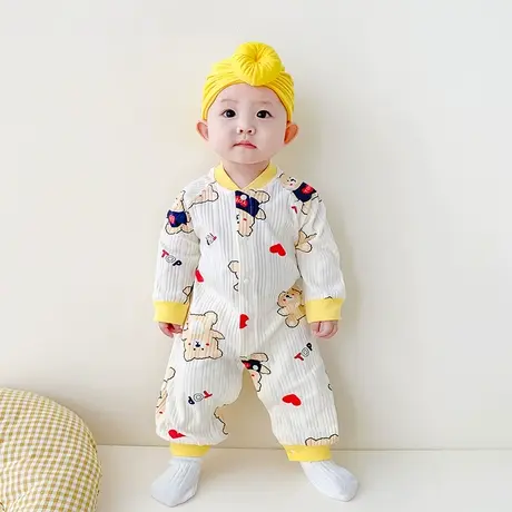 新生婴儿连体衣服薄款连体纯棉空调睡衣宝宝夏装长袖哈衣爬服秋季商品大图