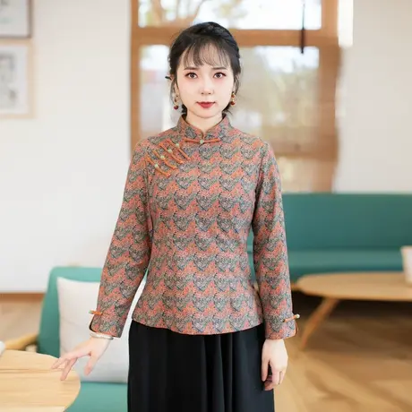 筠雅改良半身旗袍唐装上衣女2024新款年轻款中式盘扣居士服24J018图片