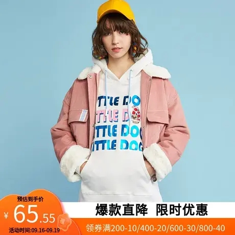 【断码XL】艾格2022冬季百搭时尚棉服开衫灯芯绒休闲短外套女Y394图片