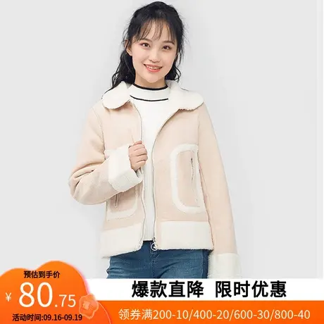 【断码L】艾格冬季女装不过时百搭纯色方领拉链长袖外套Y149图片