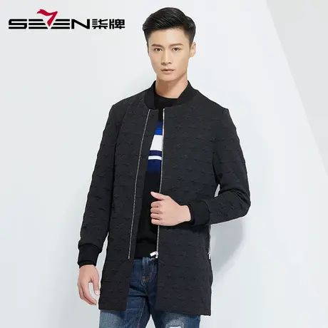 【清仓】柒牌夹克中长款男士时尚休闲立领茄克衫青年棒球领外套商品大图