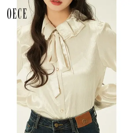 【新品】Oece复古设计感衬衫2022秋冬季新款女装甜美小众衬衣商品大图