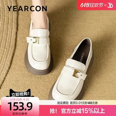 意尔康乐福鞋女2025春季新款黑色英伦风复古女士小皮鞋厚底单鞋女图片