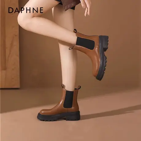 达芙妮马丁靴女2024年款鞋子女秋季英伦靴子切尔西靴秋女薄款短靴图片