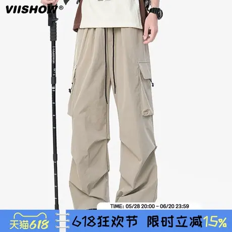 VIISHOW户外机能风伞兵工装裤男夏潮牌宽松直筒运动登山休闲裤子图片