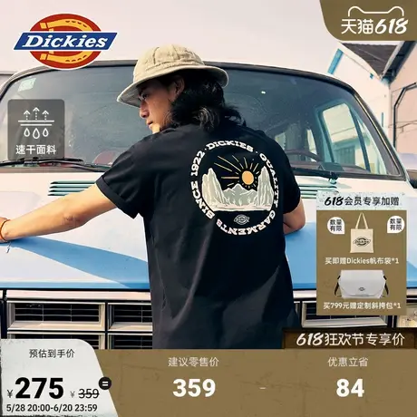 Dickies25春夏新款 速干面料 宽松版型背后印花短袖T恤  男女情侣图片