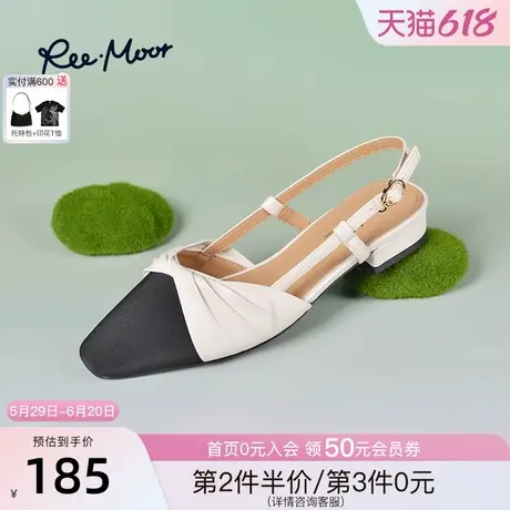 REEMOOR睿慕夏季时尚小香风凉鞋低跟一字扣休闲百搭包头单鞋女鞋图片