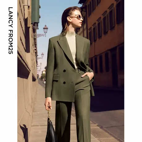 朗姿纯羊毛西服高级感正装秋季2024年气质设计感新款女士独特西装图片