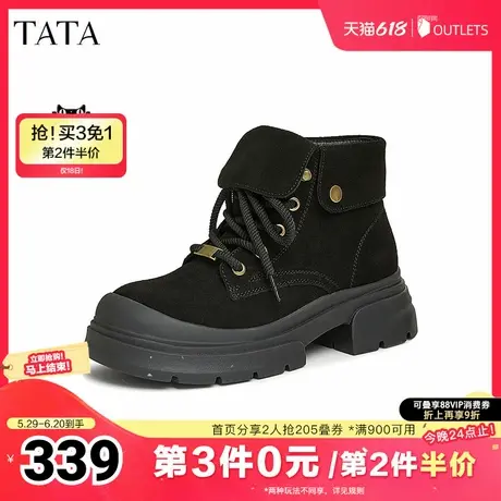 TATA他她英伦厚底马丁靴女真皮翻毛堆堆短靴冬季新款CZ401DD4图片