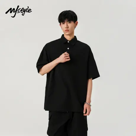 MJ STYLE美式复古短袖T恤男2025夏季新款宽松休闲百搭纯色上衣商品大图