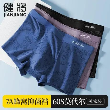 健将莫代尔男士内裤平角裤男生冰丝裤头男装大码肥佬男式四角短裤图片