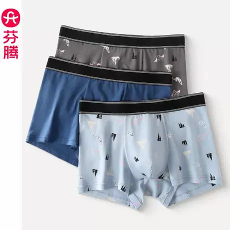芬腾内裤男士纯棉抗菌平角四角裤头全棉加大码青少年潮裤男款短裤商品大图