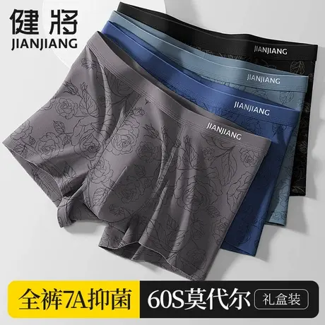 健将男士内裤男生莫代尔抗菌裆夏季透气男款四角裤头大码平角短裤商品大图