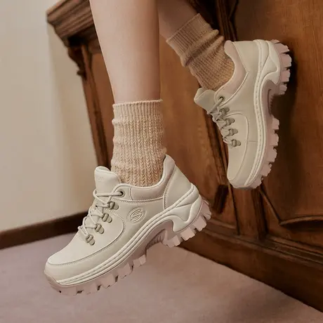 Skechers斯凯奇蜜糕鞋|夏女厚底增高皮面老爹鞋小个子百搭休闲鞋商品大图