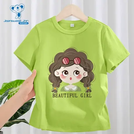 JU真维斯童装2025夏季新款 潮牌百搭女童圆领纯棉圆领短袖T恤上衣商品大图