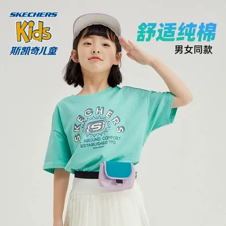 Skechers斯凯奇童装夏季中大童短袖T恤男女中大儿童百搭运动上衣图片