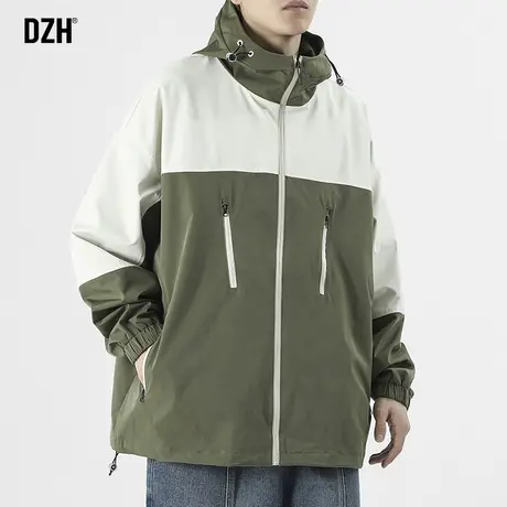 男士户外新款冲锋衣男2023新款休闲连帽拼接外套春秋款夹克登山服商品大图