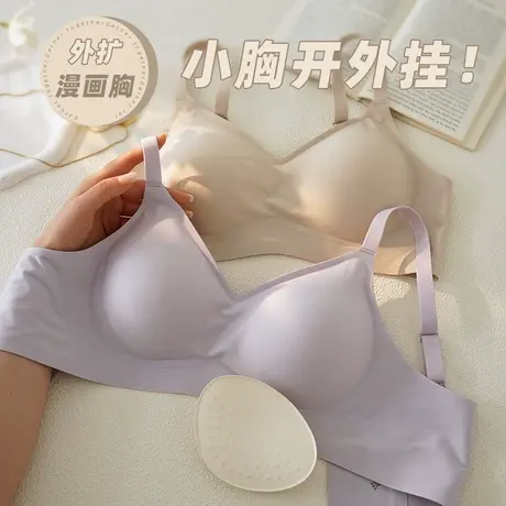 小胸内衣女上托提拉聚拢外扩漫画胸bra无钢圈收副乳无痕舒适文胸商品大图