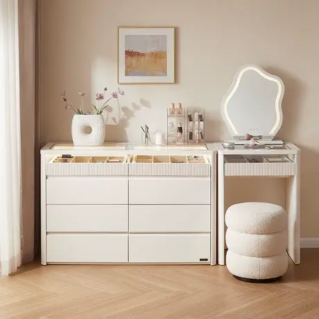 全友家居现代简约可伸缩旋转斗柜一体梳妆化妆桌商品大图