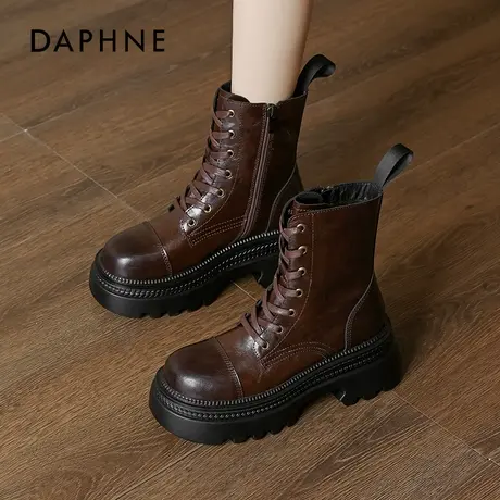 达芙妮美拉德马丁靴女2026新款春季厚底骑士靴侧拉链机车甜酷短靴商品大图