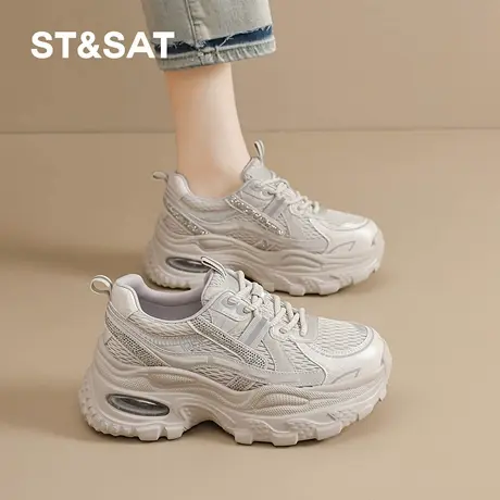 St&Sat/星期六厚底老爹鞋女款秋季增高百搭网面透气运动鞋跑步鞋商品大图