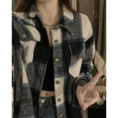 chic港风磨毛衬衫女韩版洋气百搭2023春季新款慵懒风夹克外套衬衣图片