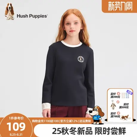 暇步士童装儿童长袖打底衫25秋新品大童休闲宽松T女童学院风内搭商品大图