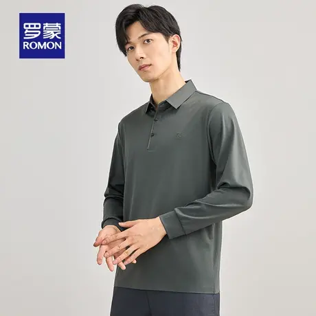 【秒杀清仓】罗蒙男士长袖T恤春季新款POLO衫休闲翻领弹力打底衫图片
