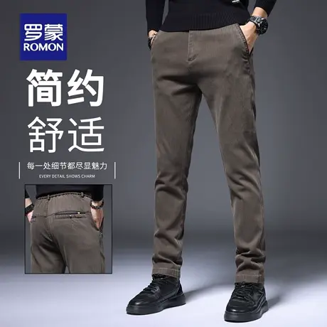罗蒙秋季休闲裤男士直筒修身弹力商务抗皱长裤2025新款西裤男N1Z商品大图