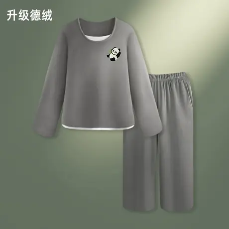 德绒睡衣女款秋冬季长袖长裤保暖新款高级感熊猫可外穿家居服套装商品大图