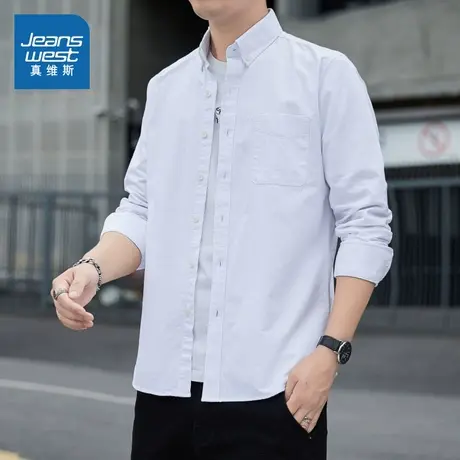 LY真维斯男装通勤翻领休闲长袖衬衫 2025秋季新品显瘦男式衬衣潮商品大图
