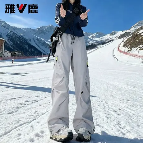 雅鹿2025秋冬季新款男女款机能风休闲裤一体加绒保暖户外滑雪长裤图片