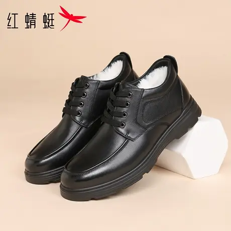 红蜻蜓男鞋冬季鞋子男士休闲高帮皮鞋男棉鞋加厚加绒真皮东北冬天商品大图