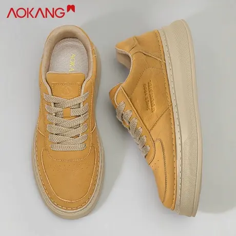 奥康格子休闲鞋秋季高品质运动透气耐磨潮流男鞋低帮系带百搭板鞋图片